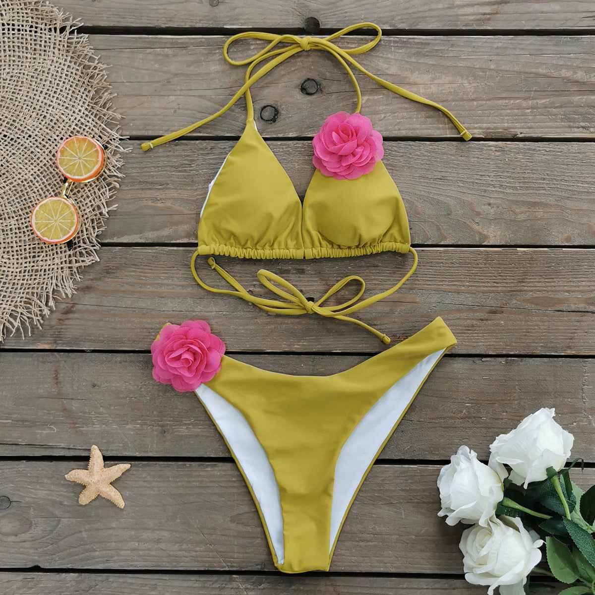 Three Point Mini Bikini Low Waist Sexy Strap Split Swimsuit Women Bikini