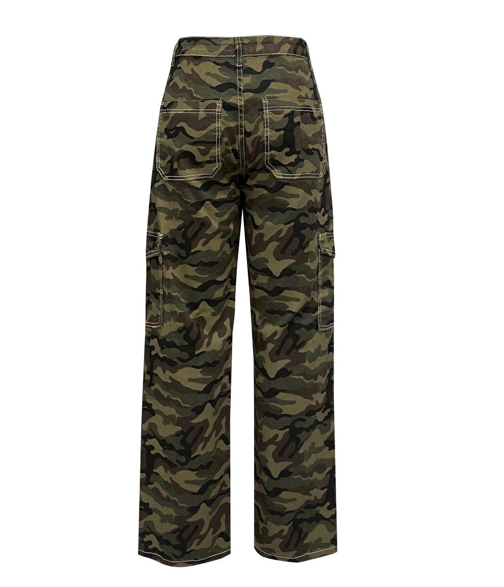 Jeans Women Loose Personality Camouflage Pocket Overalls Fashionable Trousers - ALZO