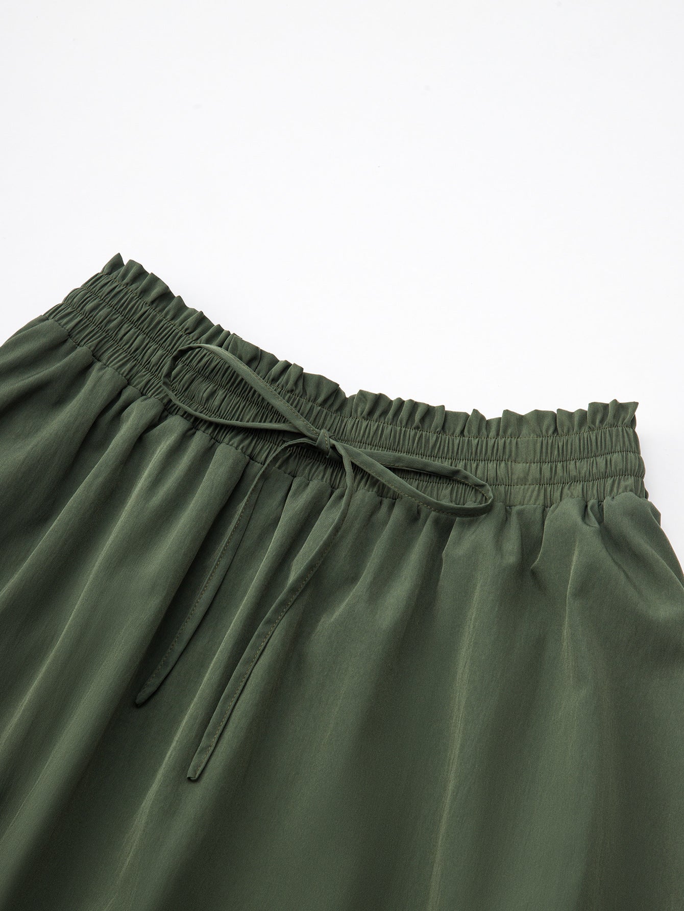 Women Wave Lace up Adjustable Skirt High Waist Elastic Large Swing Skirt Retro Long Skirt - ALZO