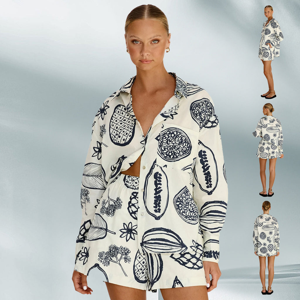 White with Printed Pattern Suit
