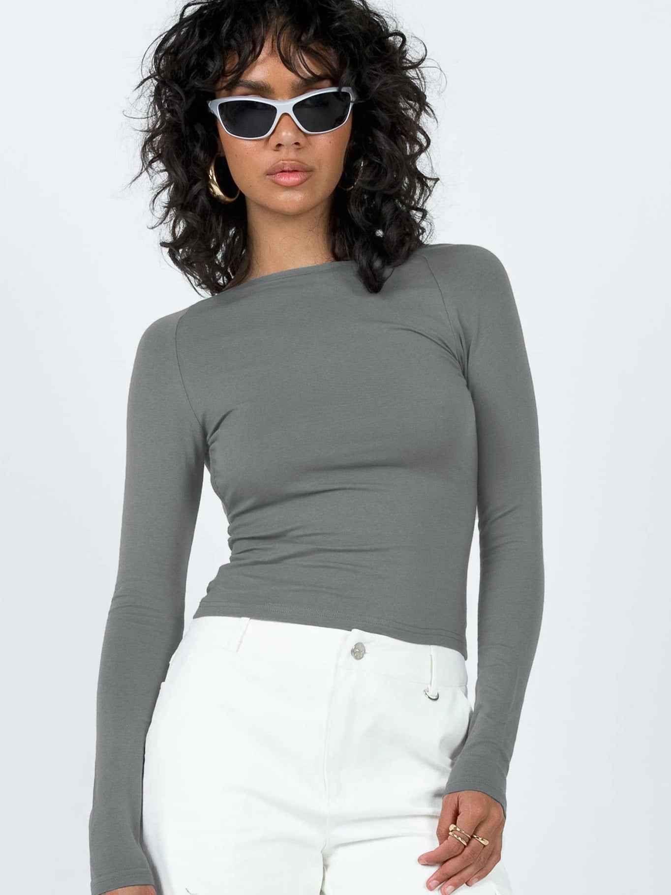 Summer Bare Back Top Long Sleeve Sexy Shoulder T shirt for Women