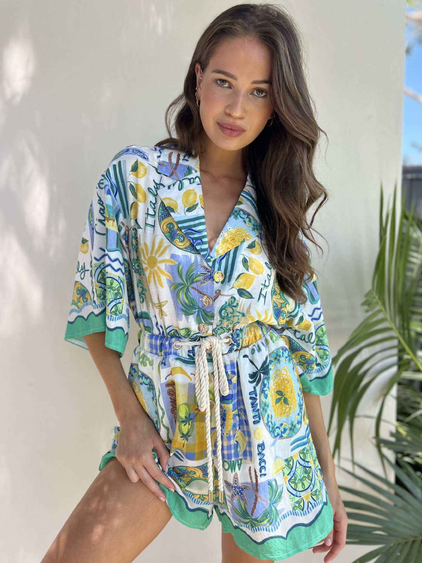 Summer Holiday Printed Casual Lace up Jumpsuit