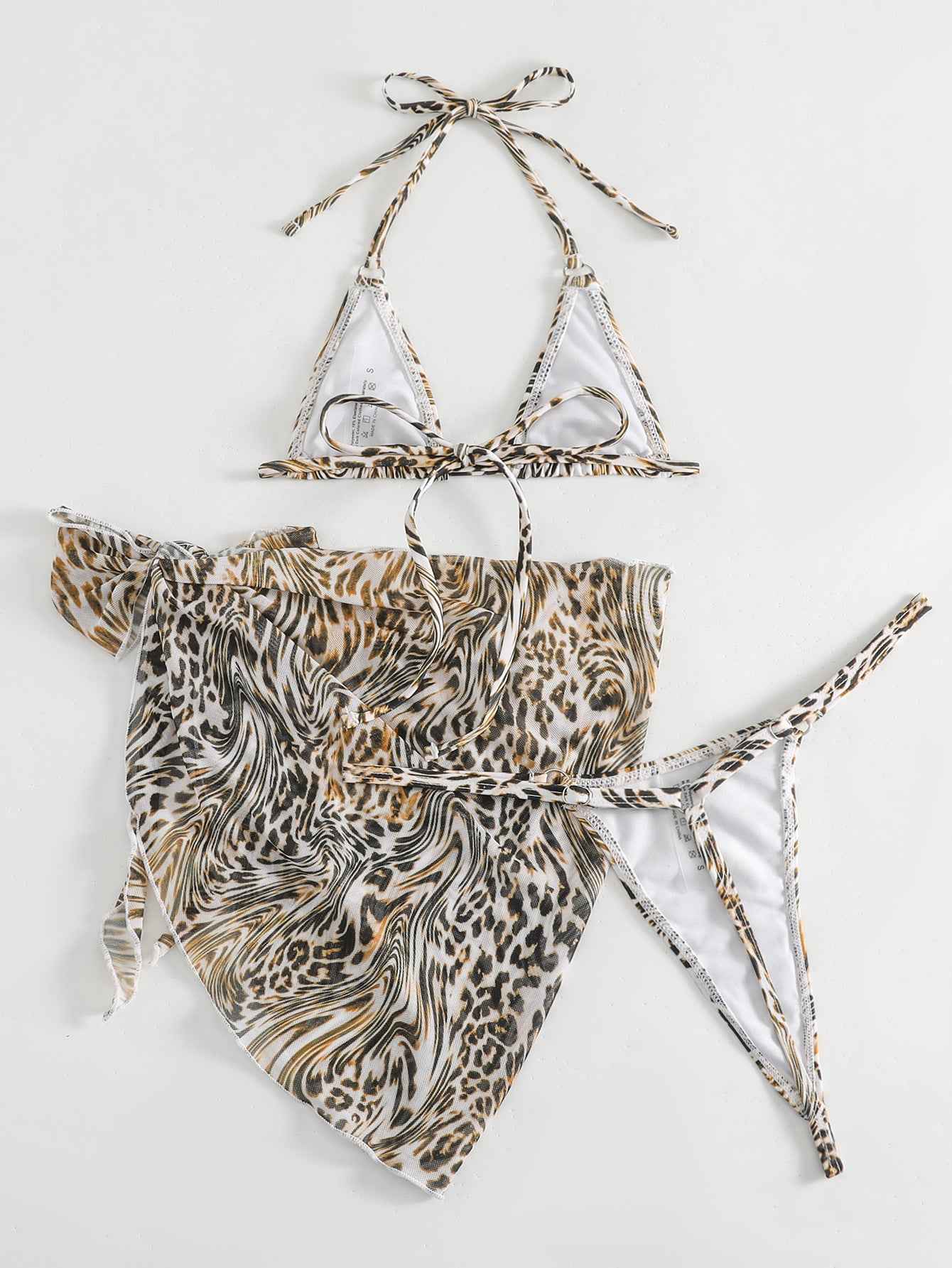 Women Leopard Print Three Piece Swimsuit Bikini Bikini