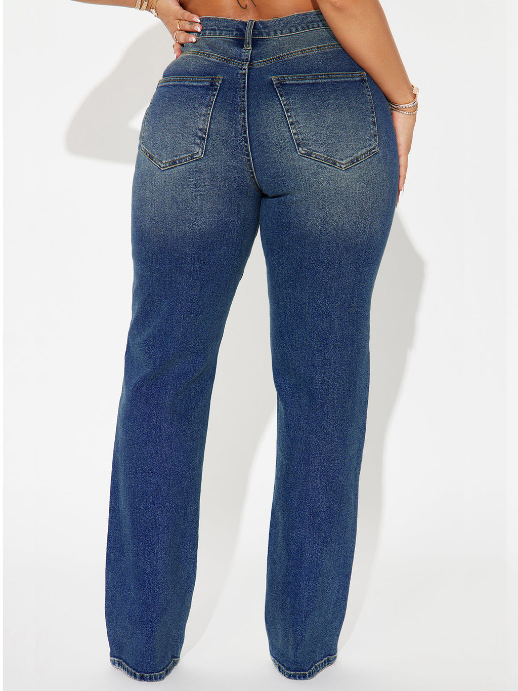 Women Clothing Oblique High Waist Pencil Pants Crossover Straight Leg Stretch Denim Straight - ALZO