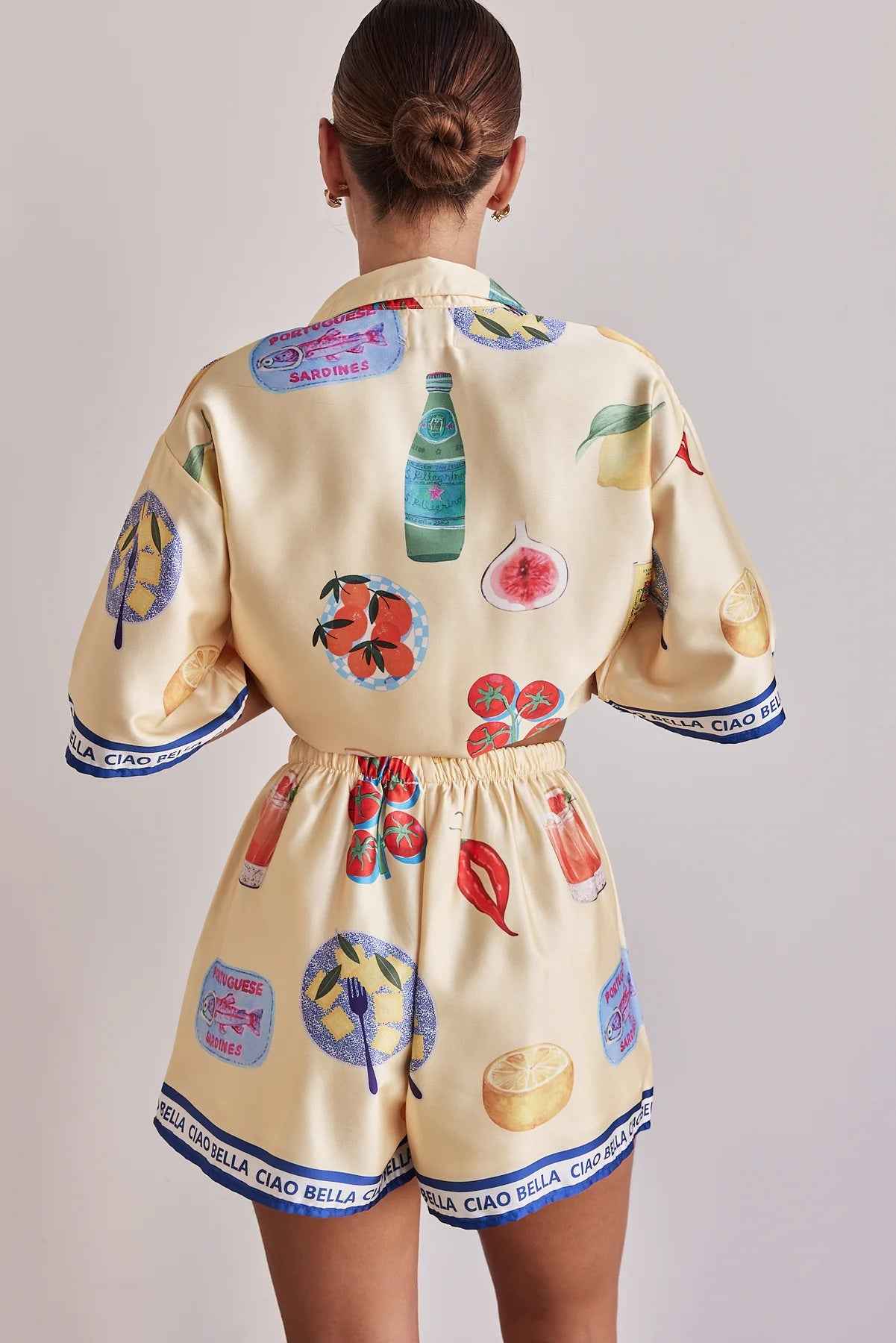 Summer Casual Homewear Cartoon Collared Cardigan Short Sleeve Shorts Sets
