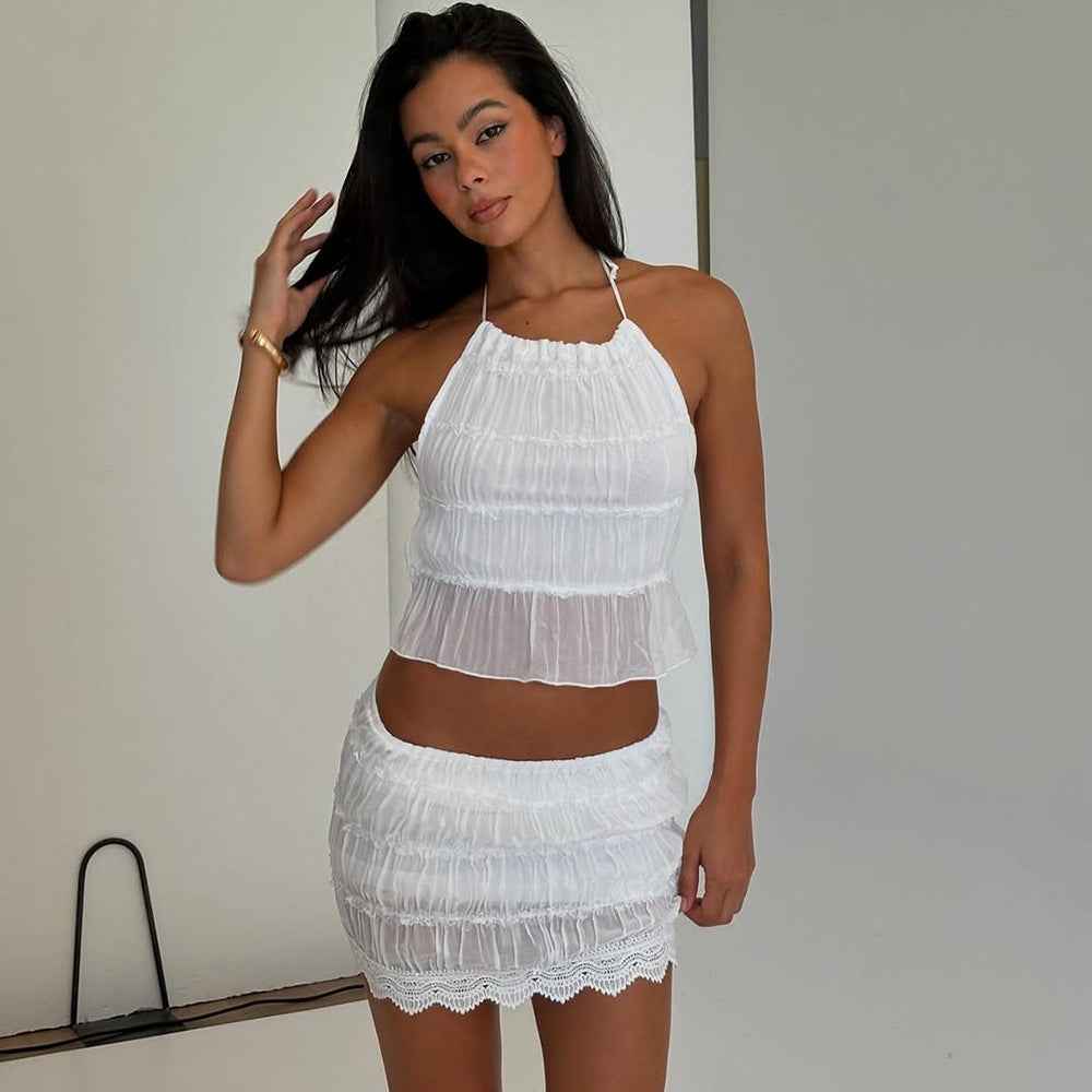 Sexy Cutout Ruffles Wrapped Chest Backless Top Women Clothing