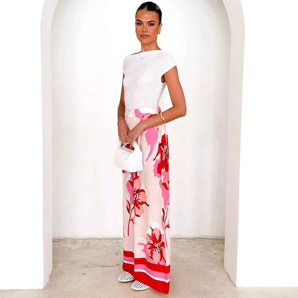 Casual Pants Summer Positioning Printing Loose Wide Leg Casual Straight Leg Trousers