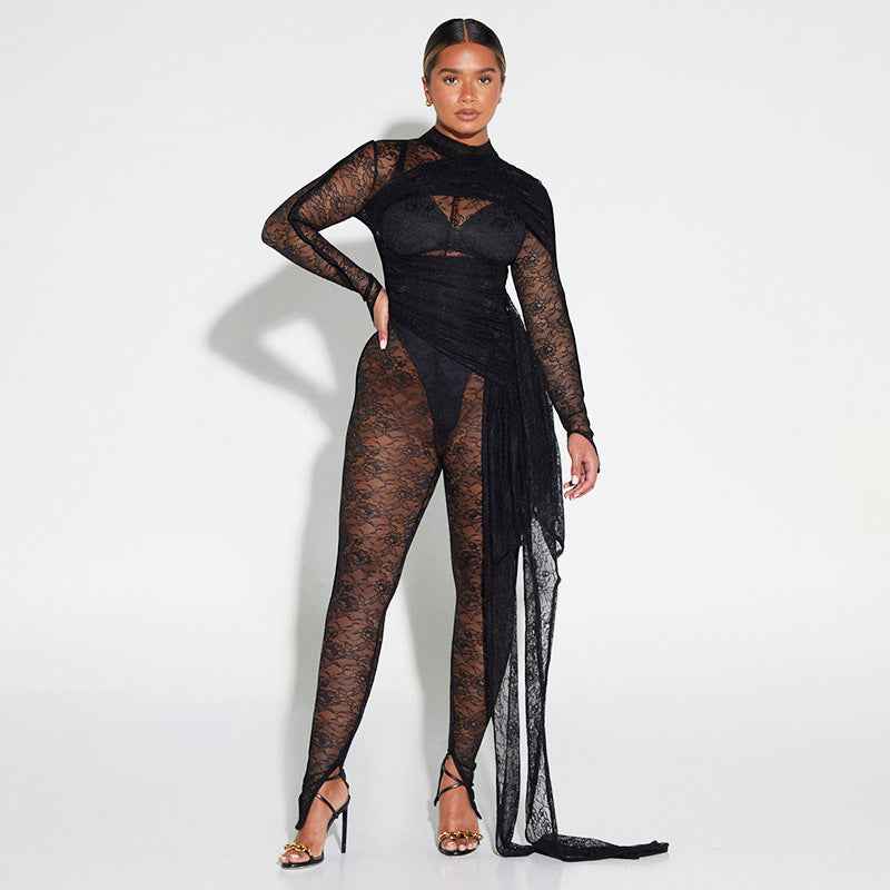 Women Wear Autumn Mesh Sexy Jumpsuit for Women