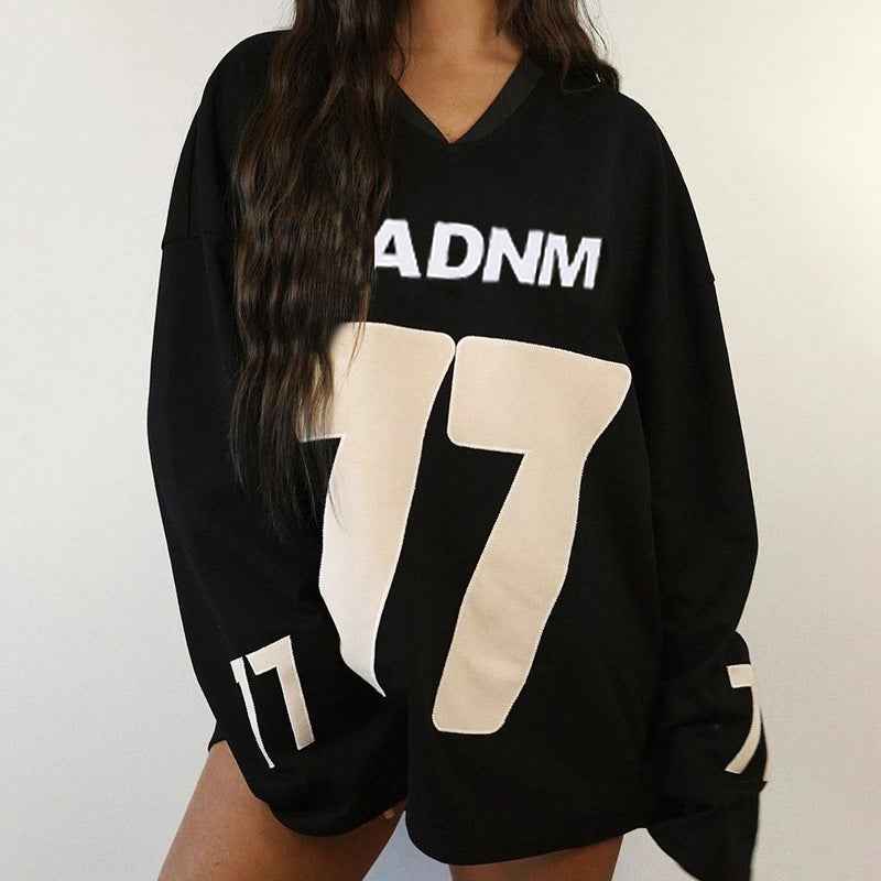 Autumn Street Hipster Casual All Matching Ball Uniform Loose Pullover Sweatshirt for Women
