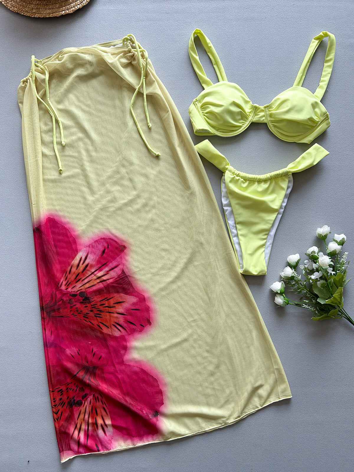 Three Piece Sets Bikini Sexy Print Split Women Swimsuit Women