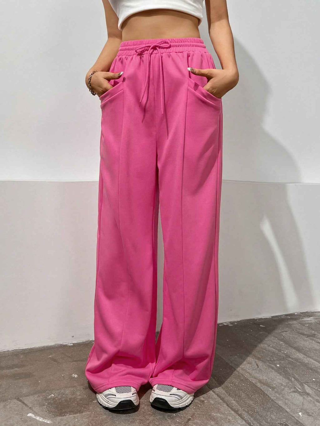 Sports Pants Women Loose Slimming Mop Straight Casual Trousers High Waist Wide Leg Pants Draping Sweatpants