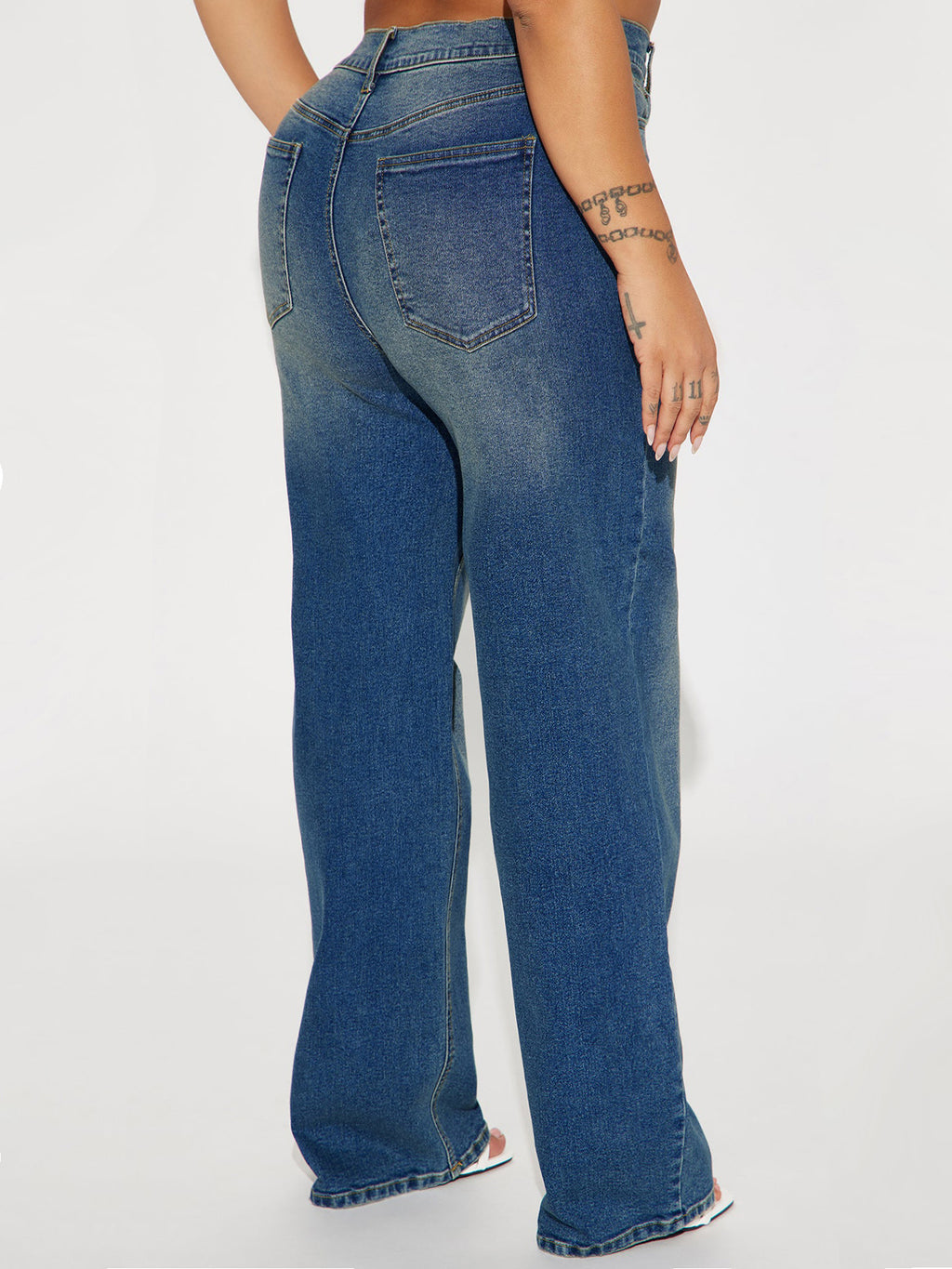 Women Clothing Oblique High Waist Pencil Pants Crossover Straight Leg Stretch Denim Straight - ALZO