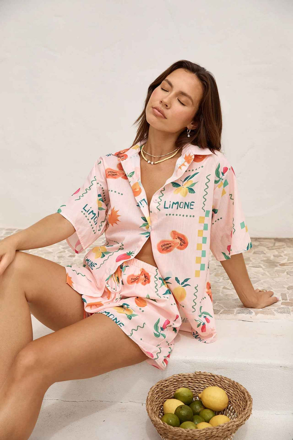 Spring Summer Women Clothing Printed Drawstring Loose Shirt Shorts Commuting Pants Two Piece Sets Women