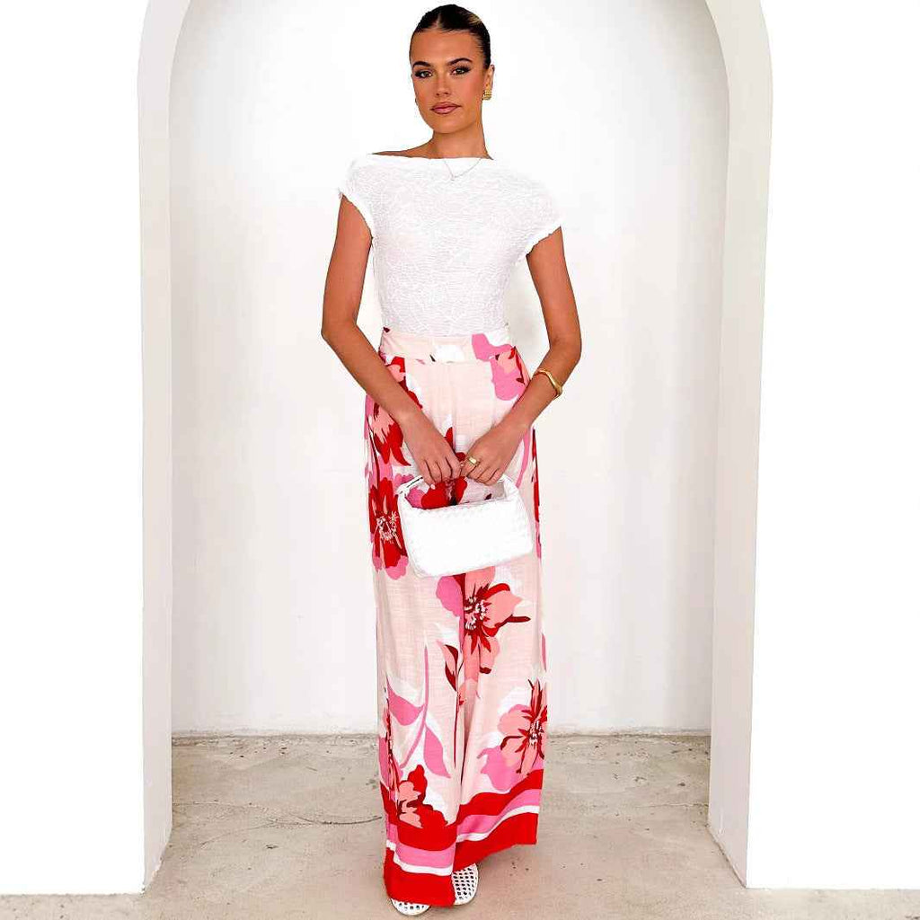 Casual Pants Summer Positioning Printing Loose Wide Leg Casual Straight Leg Trousers
