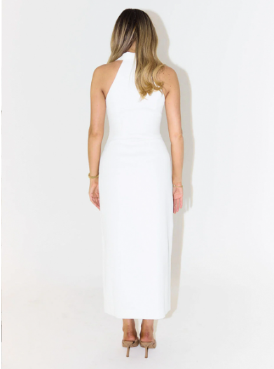 Simple Slit Maxi Dress Summer Polo Collar Sleeveless Dress Women