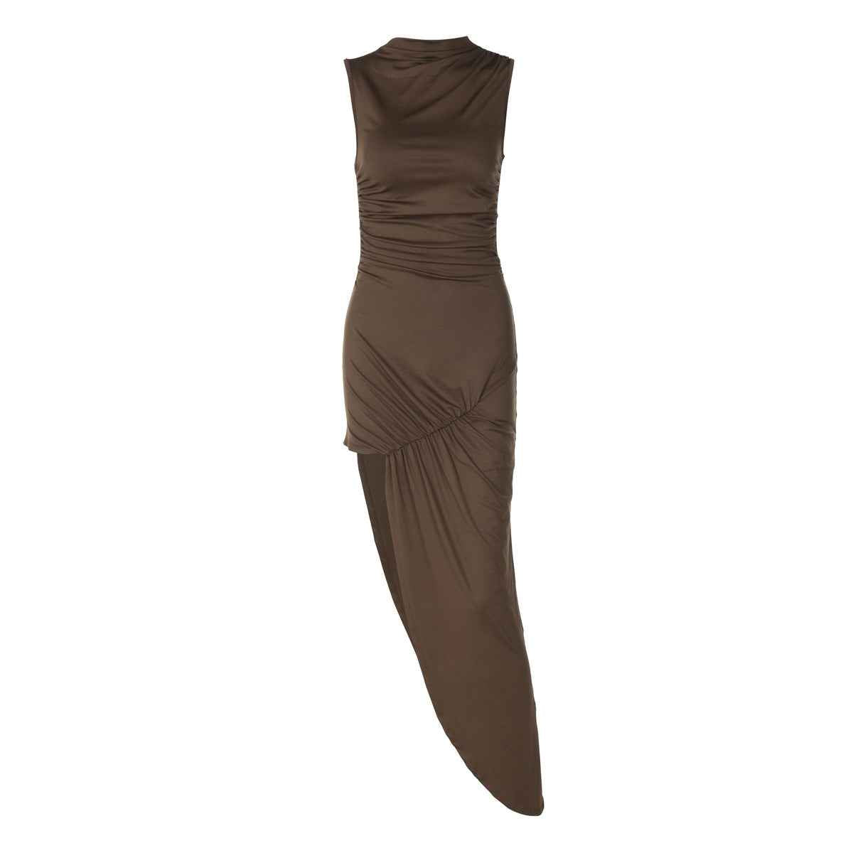 BULLINGER Sleeveless Sheath Dress Women in Dark Brown with Stylish Draped Design