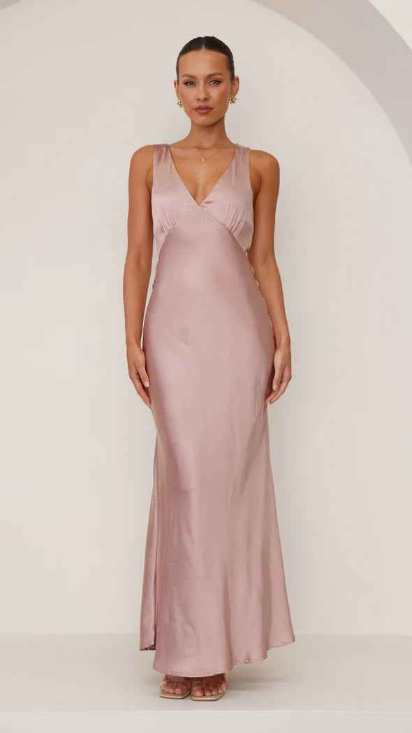 XUYUN V Neck Solid Color Dress Women in Light Pink for Elegant Evening Occasions