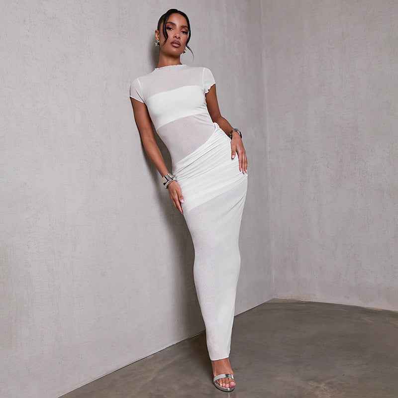 Stylish COORAL women's slim fit maxi dress in white, featuring a sleek design and modern silhouette