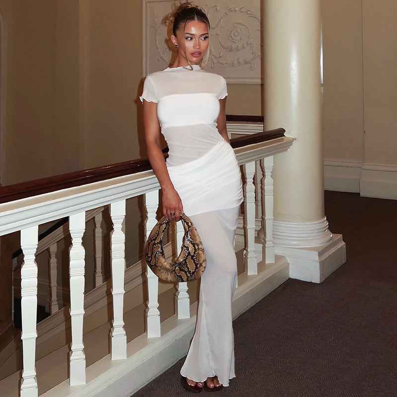 Elegant COORAL women's slim fit maxi dress showcased in a stylish indoor setting
